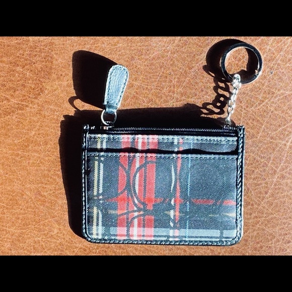 Coach Tartan slim wallet ID case card case key chain Plaid CC coach pattern - Picture 7 of 7